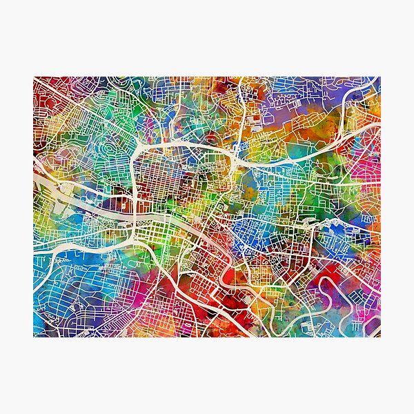 Artikel-Vorschau von Glasgow Straßenkarte, designt und verkauft von ArtPrints.