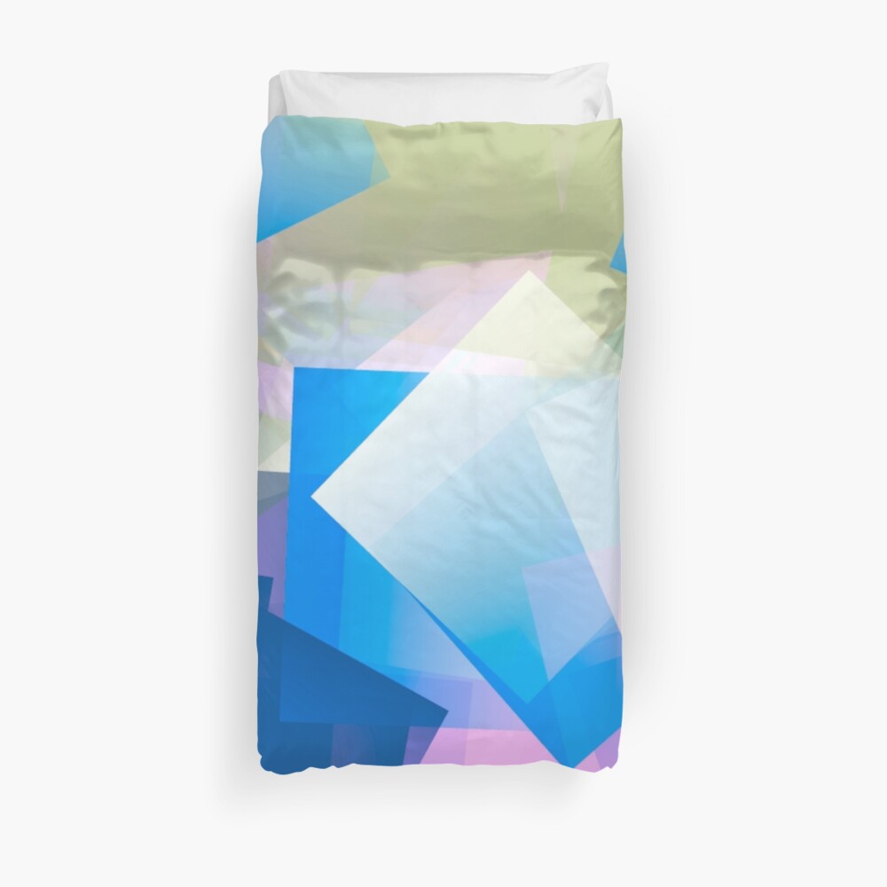 Cubic in Blue, Purple and Buff Duvet Cover