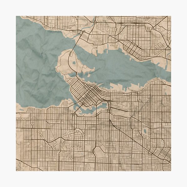 Aperçu de l'œuvre Vancouver Sepia: carte créée et vendue par CPTVDesign.