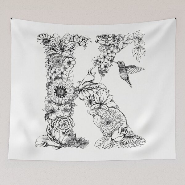 Item preview, Alphabet Letter K Floral Monogram designed and sold by Kelly Frohnauer.
