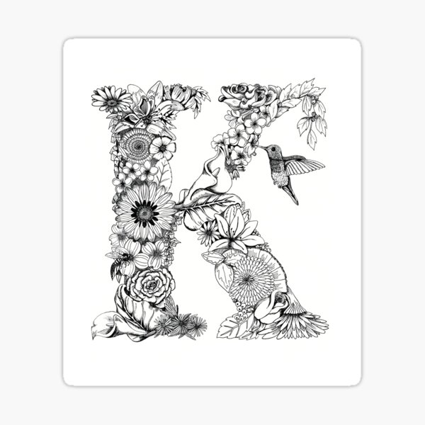 "Alphabet Letter K Floral Monogram" Sticker for Sale by KellyFro