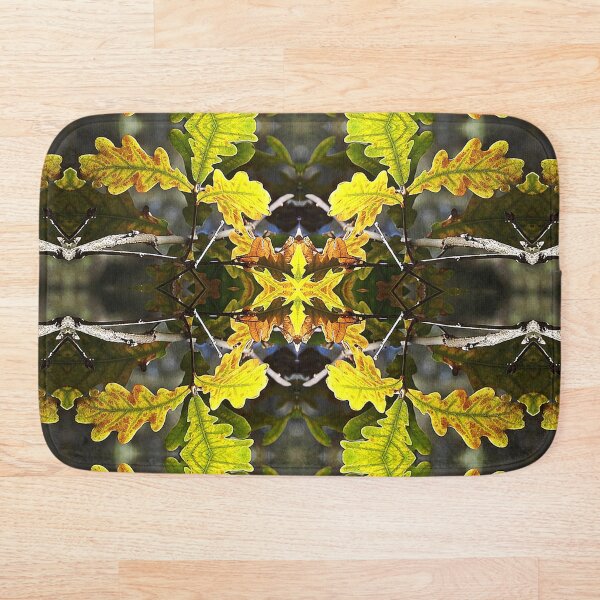 Glowing Oak Leaves Bath Mat