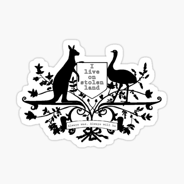 I live on stolen land black/white image Sticker