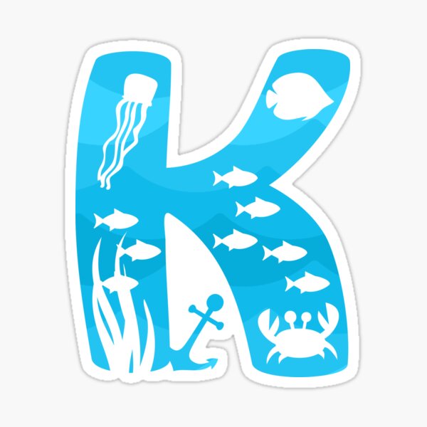 Blue Wave Monogram K Glossy Sticker