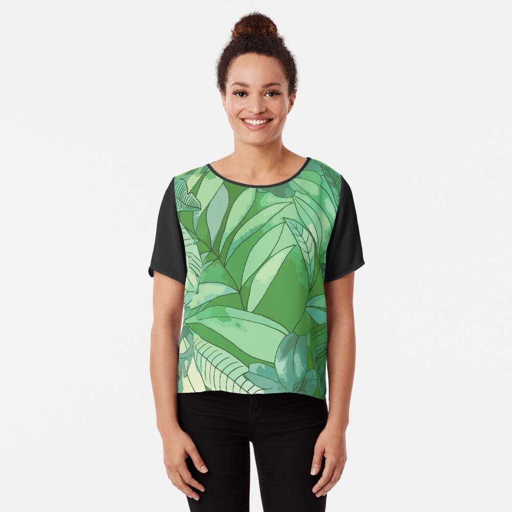 Green Jungle Chiffon Top
