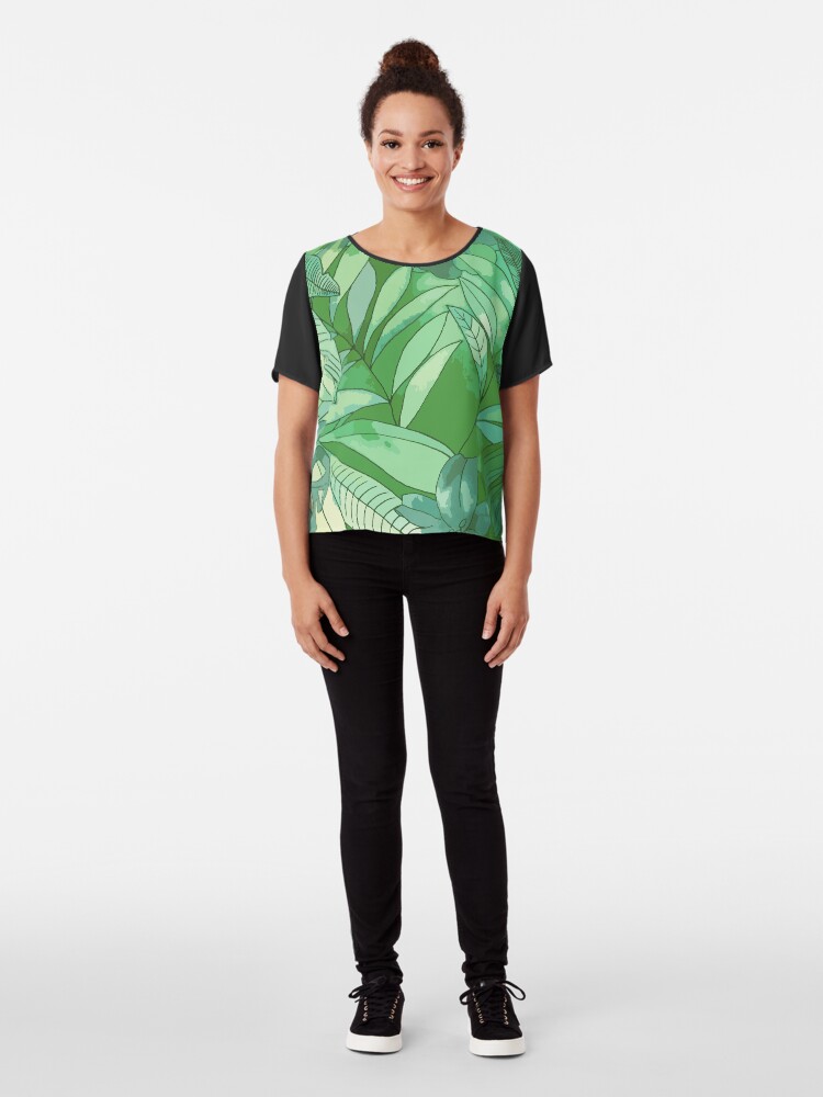 Alternate view of Green Jungle Chiffon Top