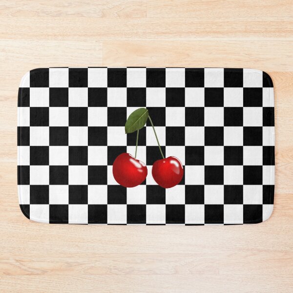 Item preview, Cherries On Black And White Checkerboard Pattern designed and sold by rewstudio.
