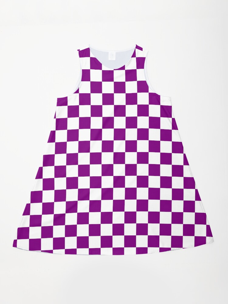 Purple And White Checkerboard Pattern" A-Line Dress for Sale by rewstudio |  Redbubble