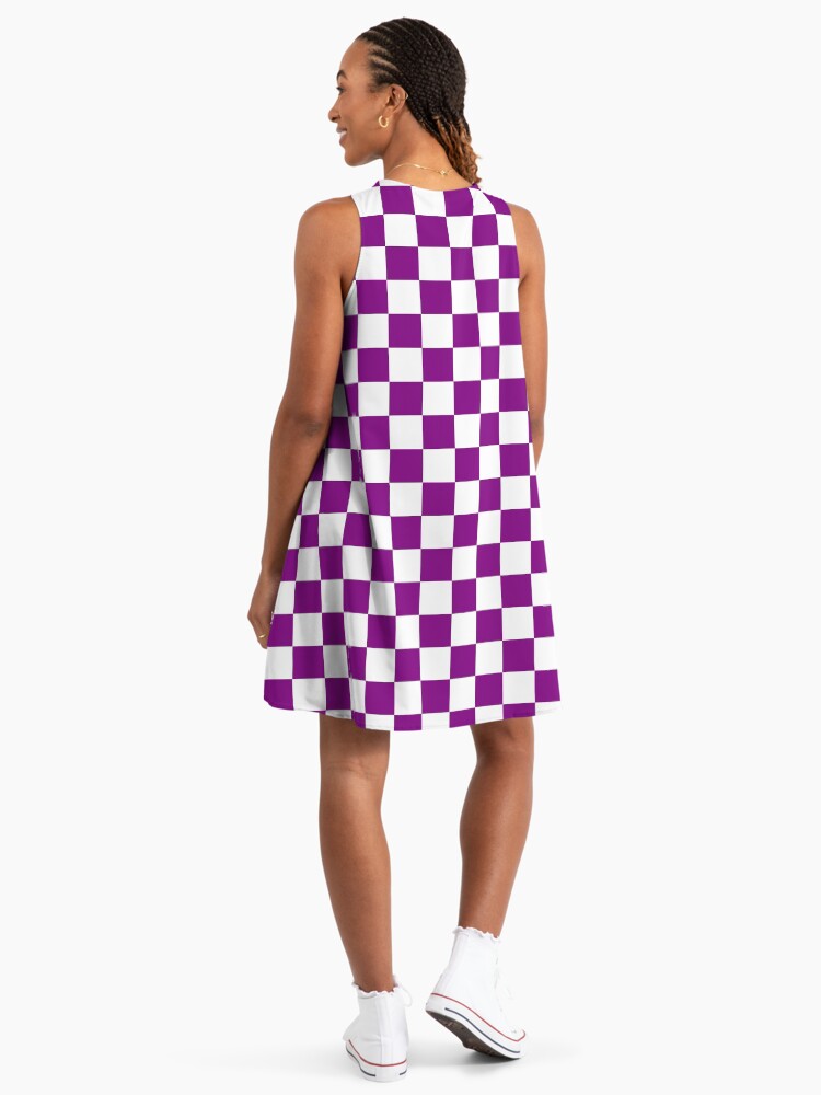 Purple And White Checkerboard Pattern" A-Line Dress for Sale by rewstudio | Redbubble Purple And White Checkerboard Pattern" A-Line Dress for Sale by rewstudio | Redbubble