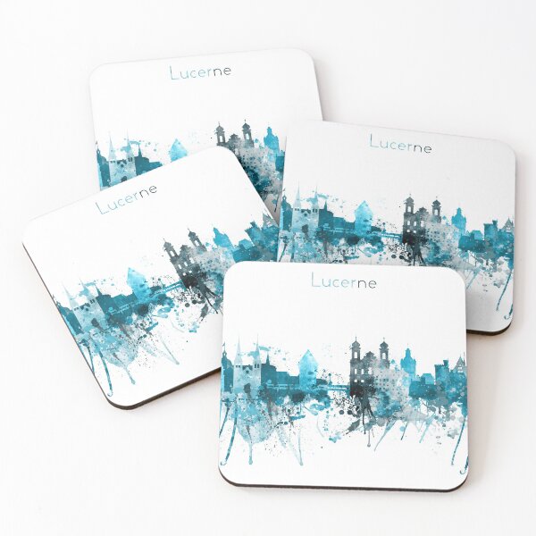 Item preview, Lucerne Switzerland Monochrome Blue Skyline designed and sold by DimDom.