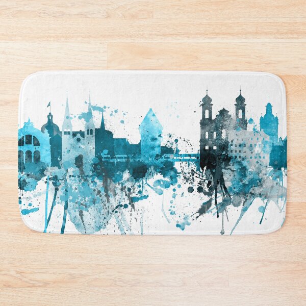 Item preview, Lucerne Switzerland Monochrome Blue Skyline designed and sold by DimDom.