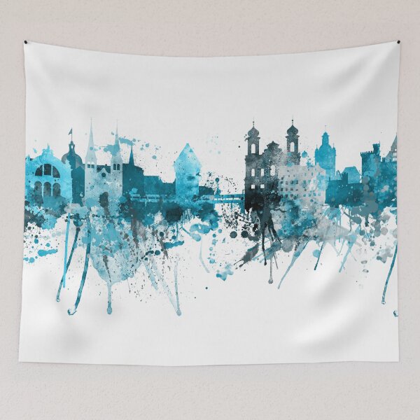 Item preview, Lucerne Switzerland Monochrome Blue Skyline designed and sold by DimDom.