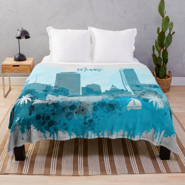 Item preview, Miami Florida Monochrome Blue Skyline designed and sold by DimDom.