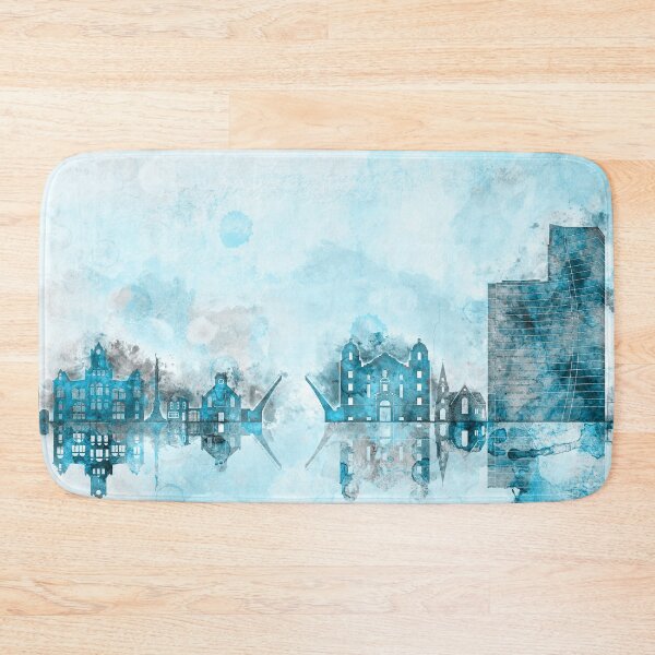 Item preview, Michigan City Monochrome Blue Skyline designed and sold by DimDom.