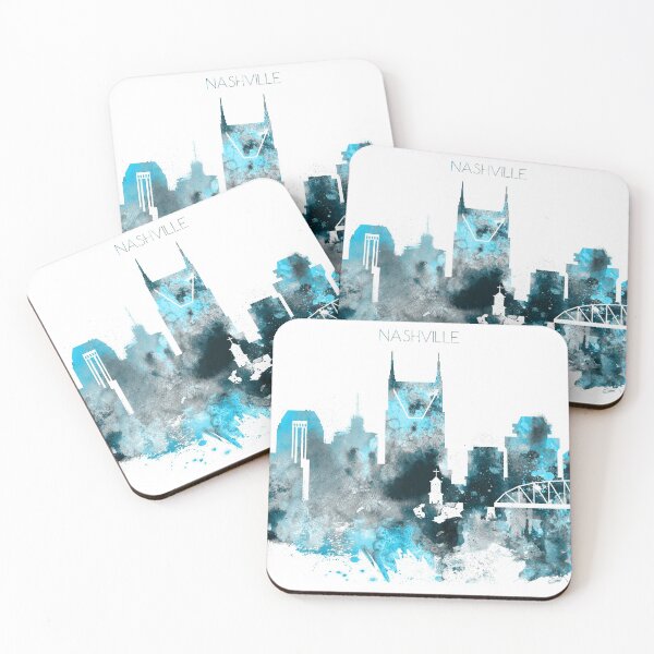 Item preview, Nashville Tennessee Monochrome Blue Skyline designed and sold by DimDom.