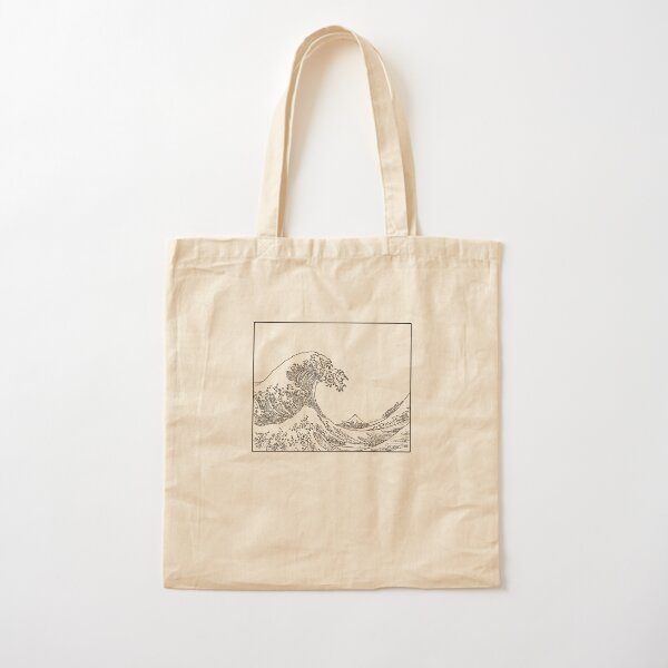 The Great Wave Off Kanagawa Black ink Cotton Tote Bag