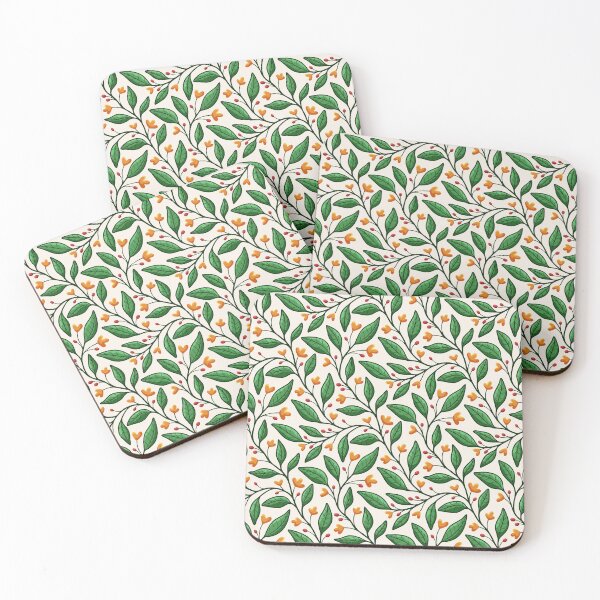 Item preview, Floral vines pattern in orange, red and green on light background designed and sold by HannaPaulina.