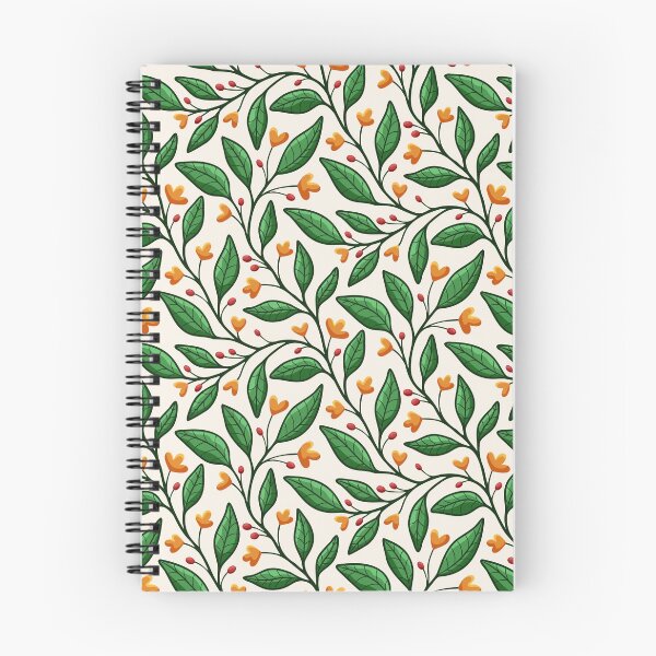 Item preview, Floral vines pattern in orange, red and green on light background designed and sold by HannaPaulina.
