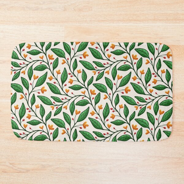 Item preview, Floral vines pattern in orange, red and green on light background designed and sold by HannaPaulina.