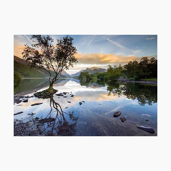 Snowdonia - Snowdon reflections on Llyn Padarn Photographic Print