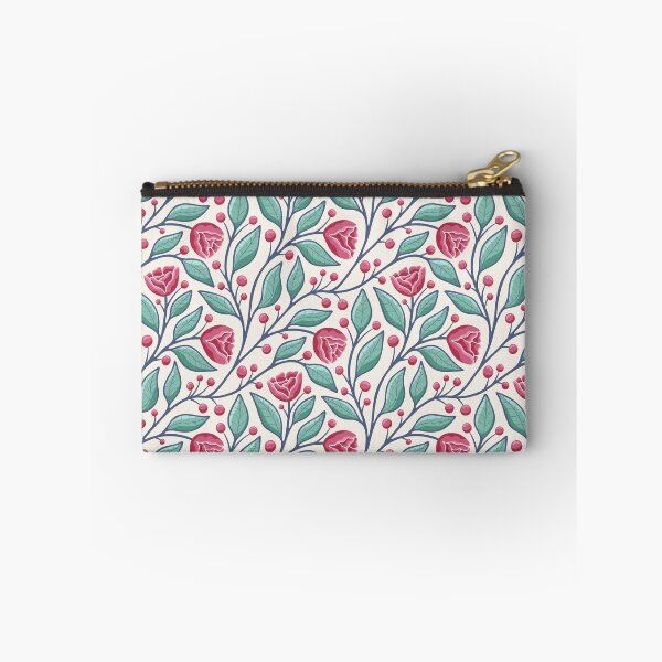 Item preview, Floral rose pattern in pink and teal on light background designed and sold by HannaPaulina.