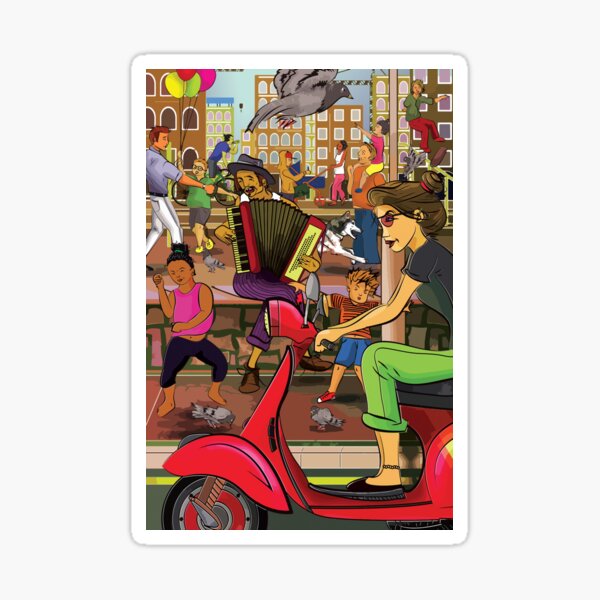 Italian street scene Sticker