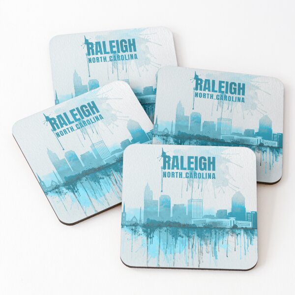 Item preview, Raleigh North Carolina Monochrome Blue Skyline designed and sold by DimDom.