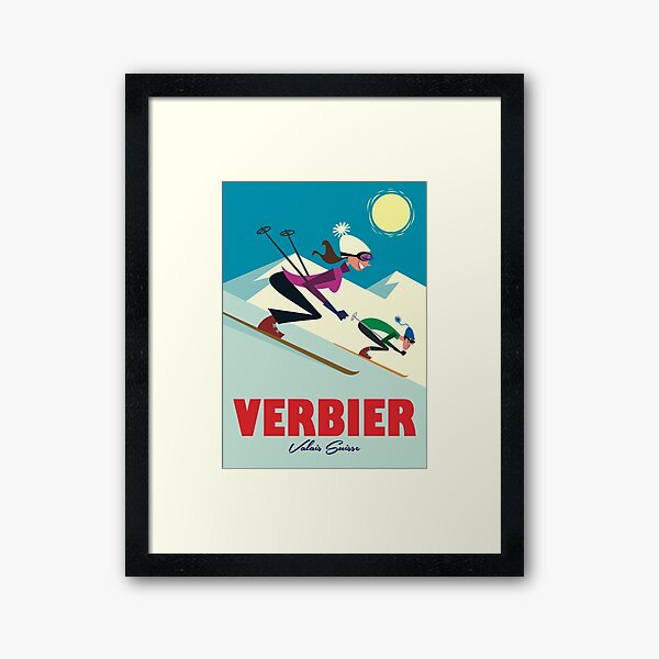 Verbier ski poster Framed Art Print