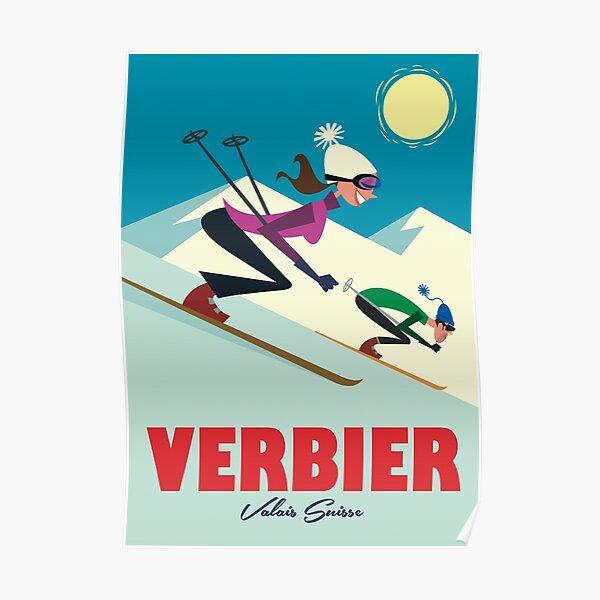 Verbier ski poster Poster