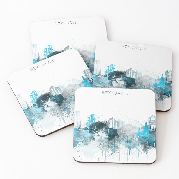Item preview, Reykjavik Iceland Monochrome Blue Skyline designed and sold by DimDom.