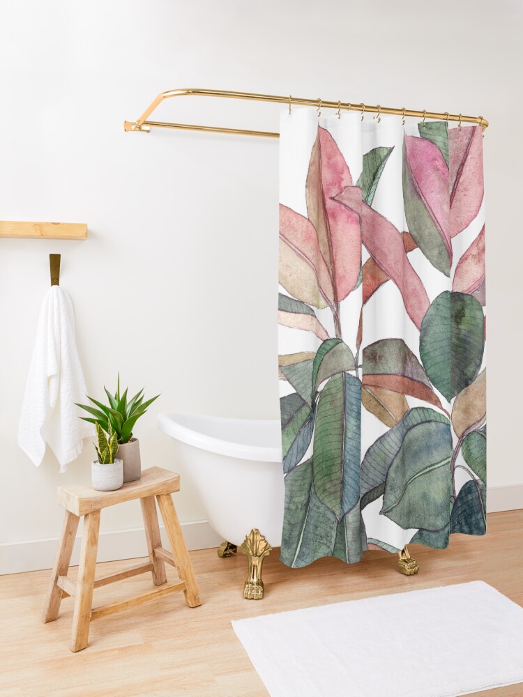 Alternate view of Rubber Plant Shower Curtain