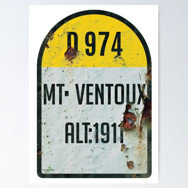 Item preview, Mont Ventoux France Kilometre Marker Retro Metal Sticker & T-Shirt Sticker designed and sold by OuterShellUK.