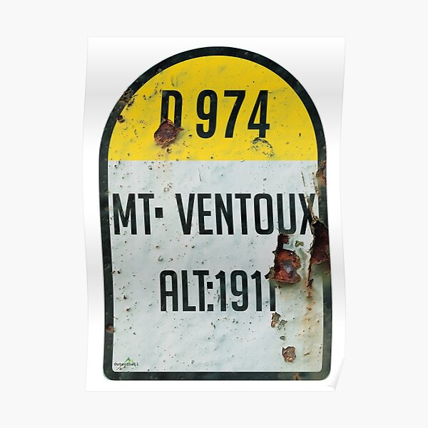 Mont Ventoux Frankreich Kilometer Marker Retro Metall Aufkleber & T-Shirt Aufkleber Poster