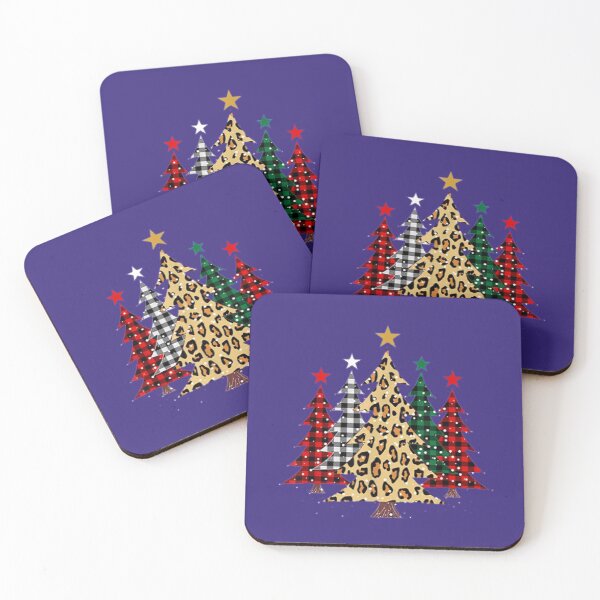 Item preview, Merry Christmas Trees with Buffalo Plaid & Leopard Pattern designed and sold by amethystdesign.