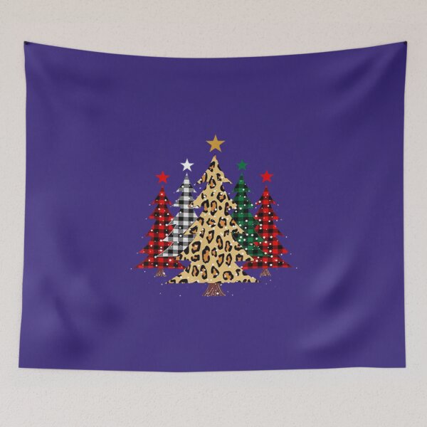 Item preview, Merry Christmas Trees with Buffalo Plaid & Leopard Pattern designed and sold by amethystdesign.