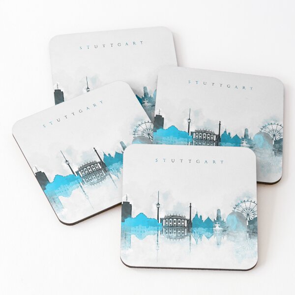 Item preview, Stuttgart Germany Monochrome Blue Skyline designed and sold by DimDom.