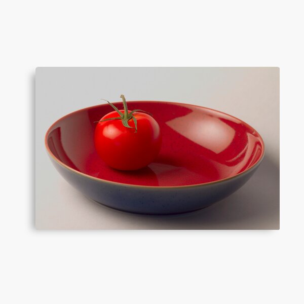Tomato in Blue Bowl Canvas Print