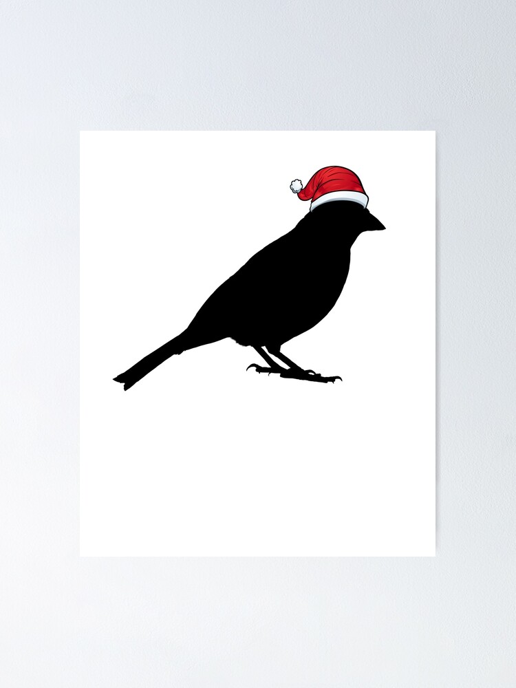 crow with santa hat