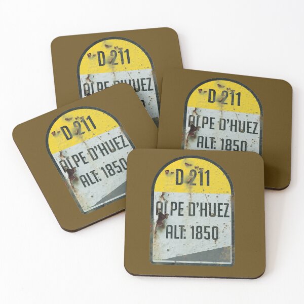 Item preview, Alpe d'Huez France Kilometre Marker Vintage Metal Effect Sticker & T-Shirt designed and sold by OuterShellUK.