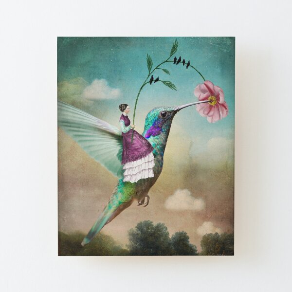 The Hummingbird (6 of wands) Aufgezogener Druck auf Holz