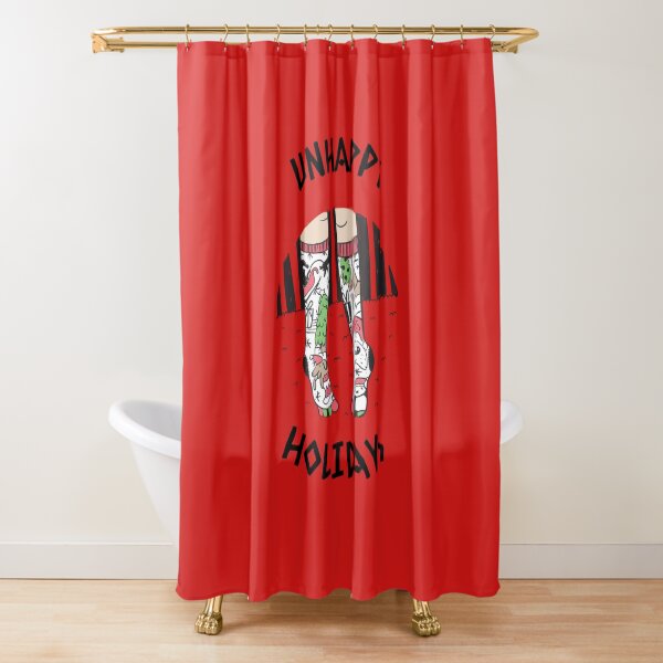 Unhappy Holiday Tee, Funny Stockings Tee, Funny Unhappy Holiday Stockings Tee Shower Curtain