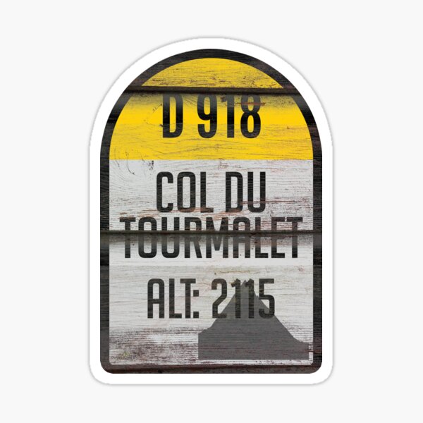 Item preview, Col du Tourmalet France Kilometre Marker Retro Wood Effect Sticker & T-Shirt  designed and sold by OuterShellUK.