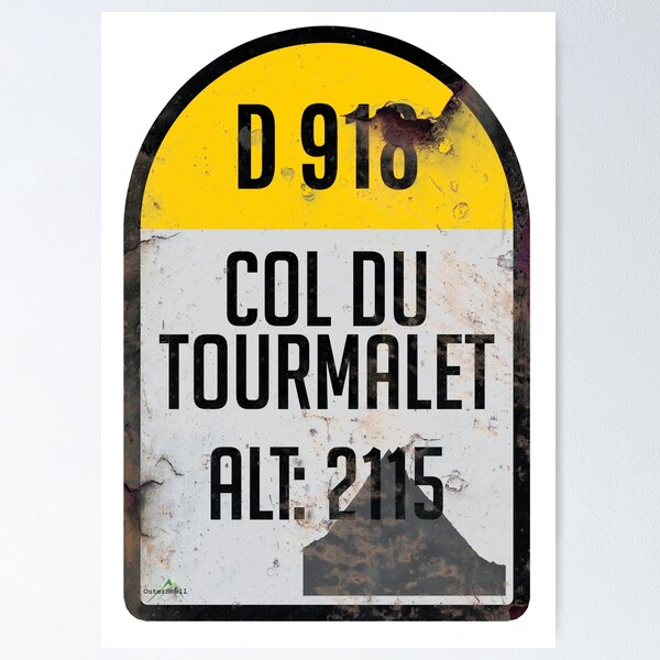 Item preview, Col du Tourmalet France Kilometre Marker Vintage Metal Effect Sticker & T-Shirt  designed and sold by OuterShellUK.