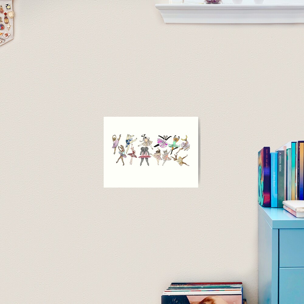 Animal Ballerinas Row Art Print