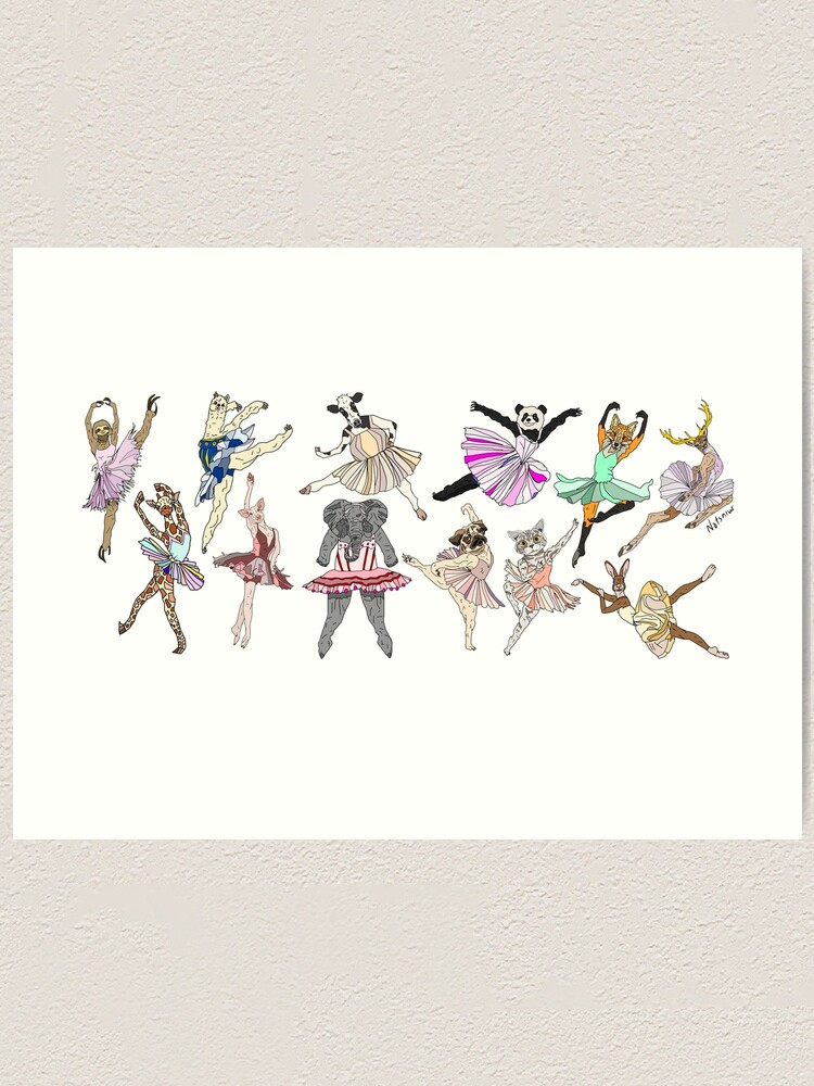 Alternate view of Animal Ballerinas Row Art Print