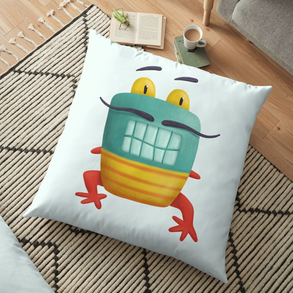 French frog monster creepy cute Floor Pillow