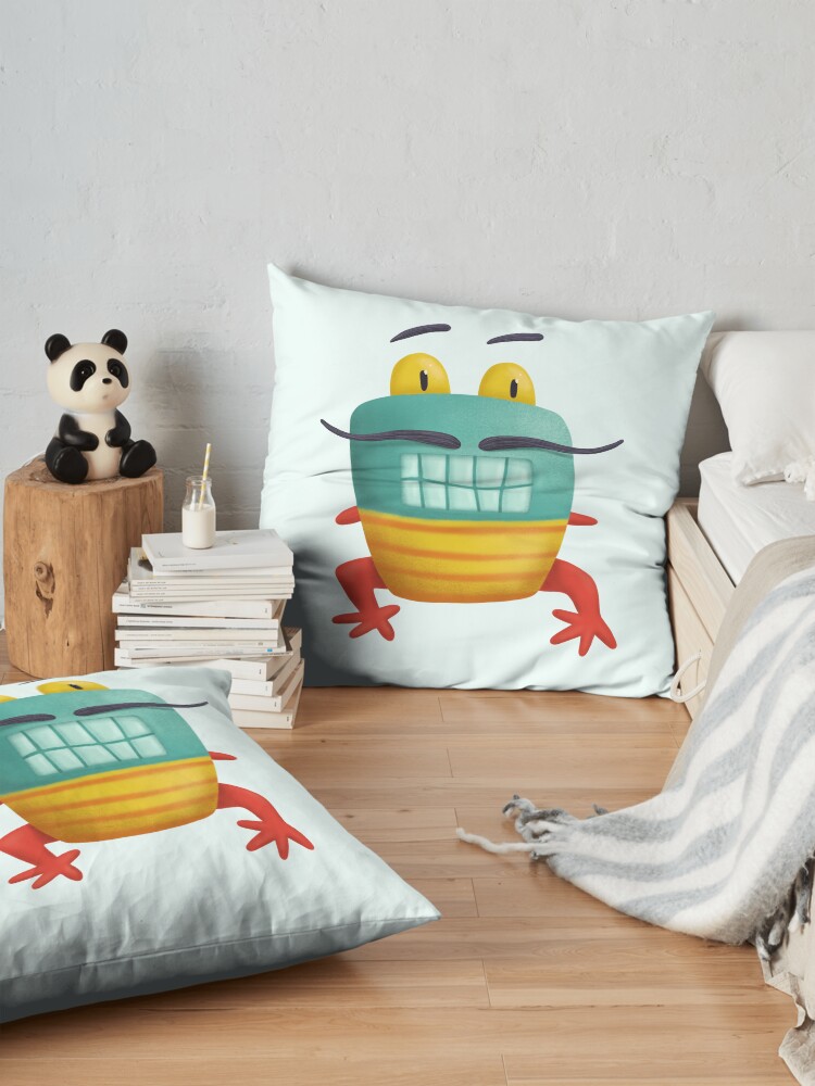 Alternate view of French frog monster creepy cute Floor Pillow