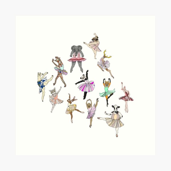 Animal Ballerinas Art Print