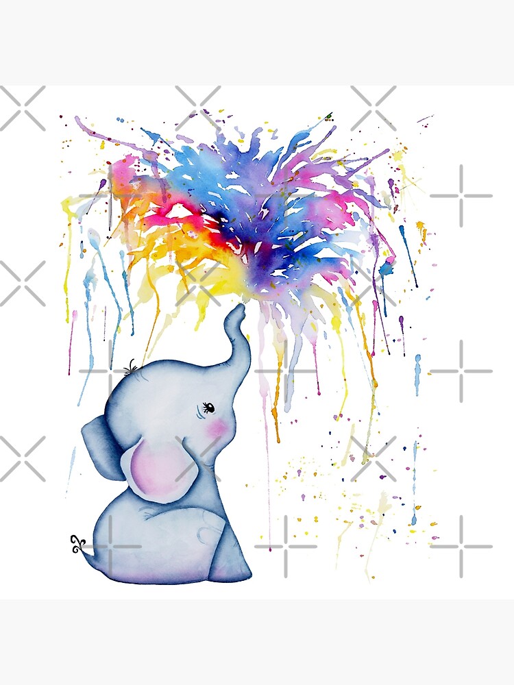 Elephant Spraying Rainbow T-Shirt Baby Elephant Watercolor Elephant Spraying Rainbow T-Shirt Baby Elephant Watercolor