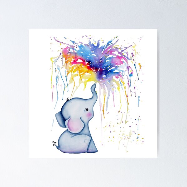 Item preview, Baby Elephant Rainbow Watercolor Painting designed and sold by Alisha Watercolors.